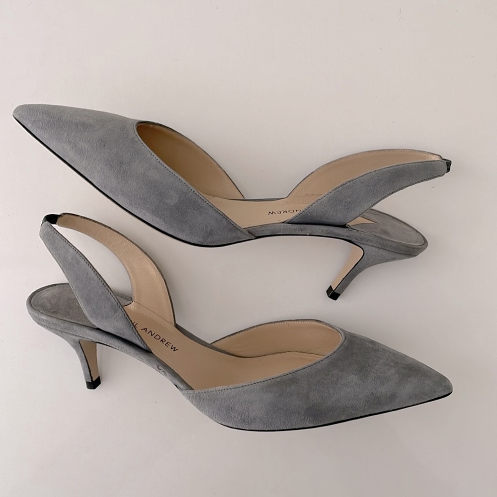 Paul Andrew Light Grey Suede Kitten heel Slingback - Picture 7 of 16